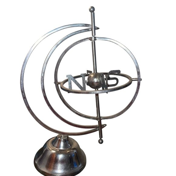 MCM Vintage Armillary W S E N World Globe Directional Metal Sphere Display - Picture 8 of 8